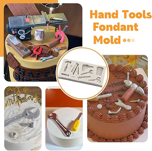 Miniatura 9 de Herramientas de construcción, moldes de silicona para fondant, herramientas de mano, molde de chocolate para cupcakes, decoración de pasteles,