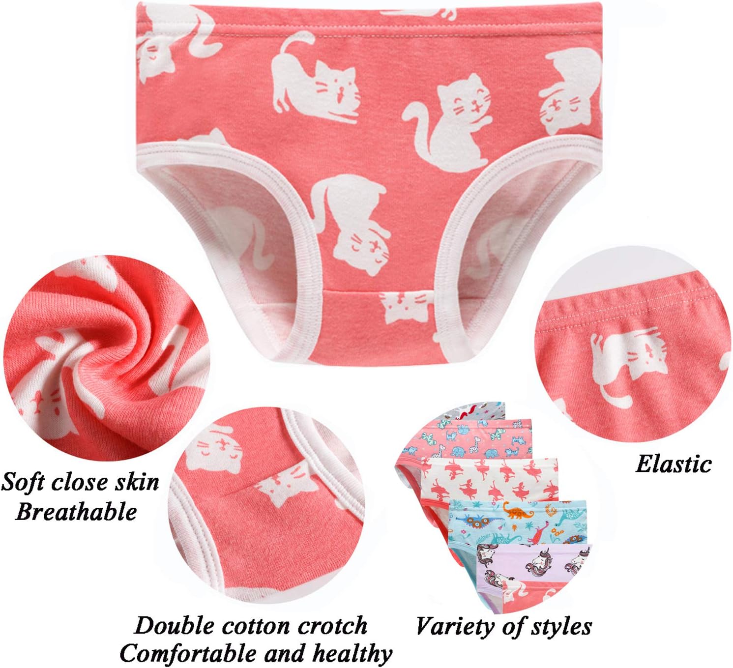 Boboking Soft Cotton Underwear Toddler Girls'Briefs Soft Undies 4 Wpink
