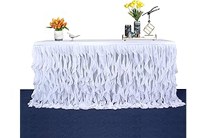 Leegleri 6FT White Ruffle Tablecloth