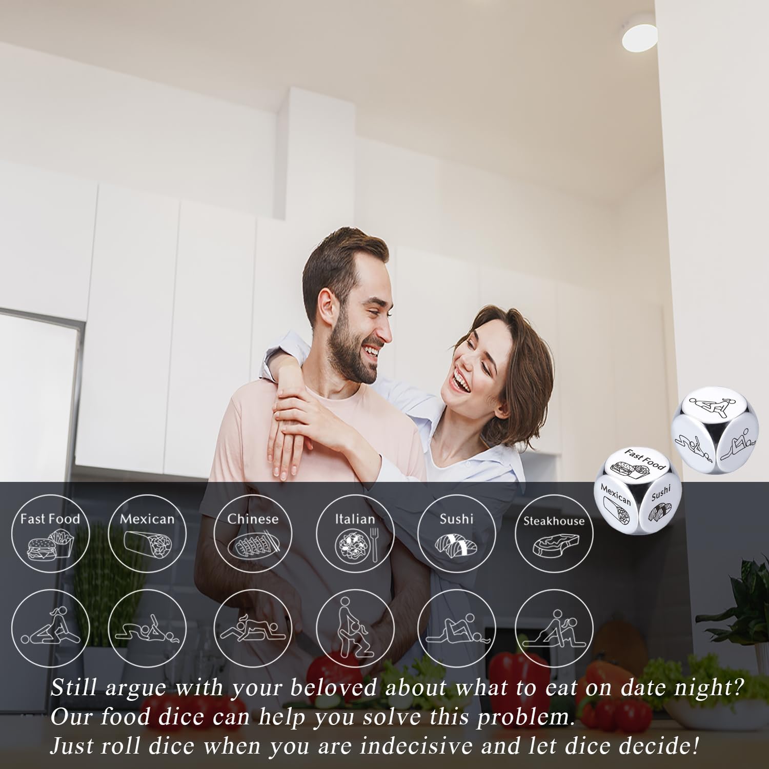 Date Night Dice Fathers Day Gag Gifts for Men Adult Husband Positions Sex Game Sex Naughty Valentines Dice Gifts for Wife Husband Women Men Her Him Boyfriend Girlfriend Funny Easter Basket Stuffers