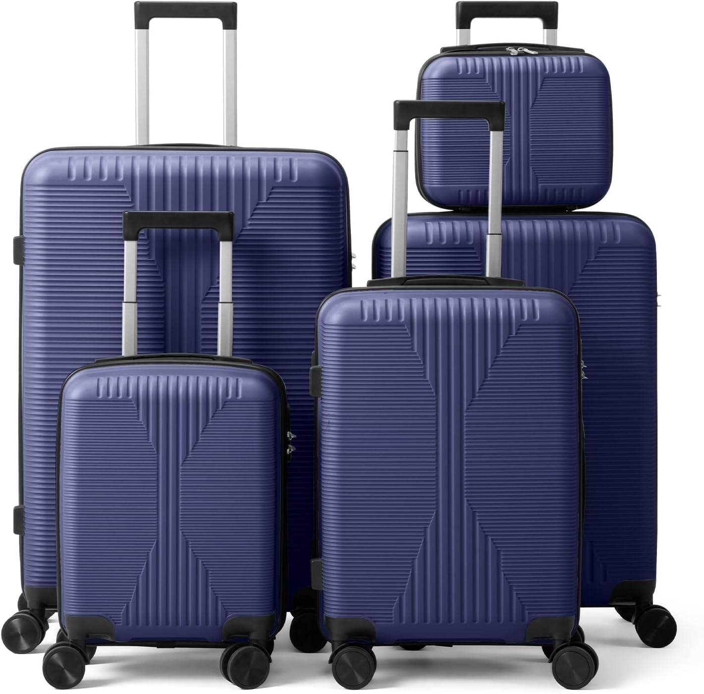 Luggage Sets 5 Piece, Suitcases With Wheels, Luggage Sets 5 Piece Suitcases with Wheels, Lightweight Travel Luggage Set with Non-TSA Lock, PP Hardshell Carry On Suitcase Set with Spinner Wheels