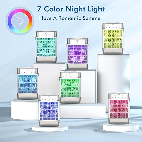 Miniatura 7 de DUDIFFY Aire acondicionado portátil, unidad de CA portátil 4 en 1 con control remoto, enfriador de aire evaporativo de doble tanque de 54.1 fl oz, 7