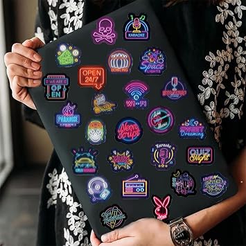 Pack of 200 Neon Stickers Neon Stickers Waterproof Vinyl Stickers Vinyl Sticker Set for Stickers Laptop Computer Scrapbook Guitar Cup Water Bottle Mobile Phone etc