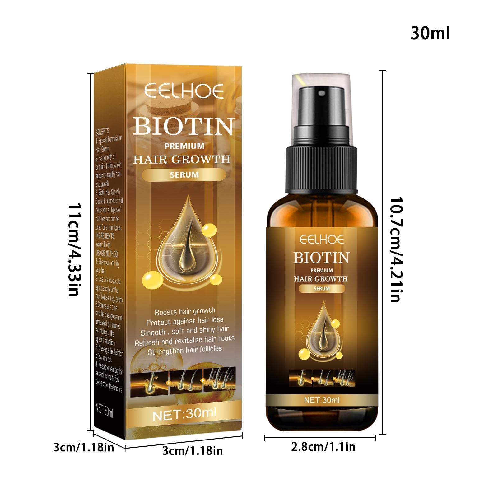 Pro-Growth Biotin Hair Spray, 30 ml, Haar-Loss, Mineral Hairgrowth Spray, Leave In Conditioner, Spray für langes und volleres Haar, Männer, Frauen