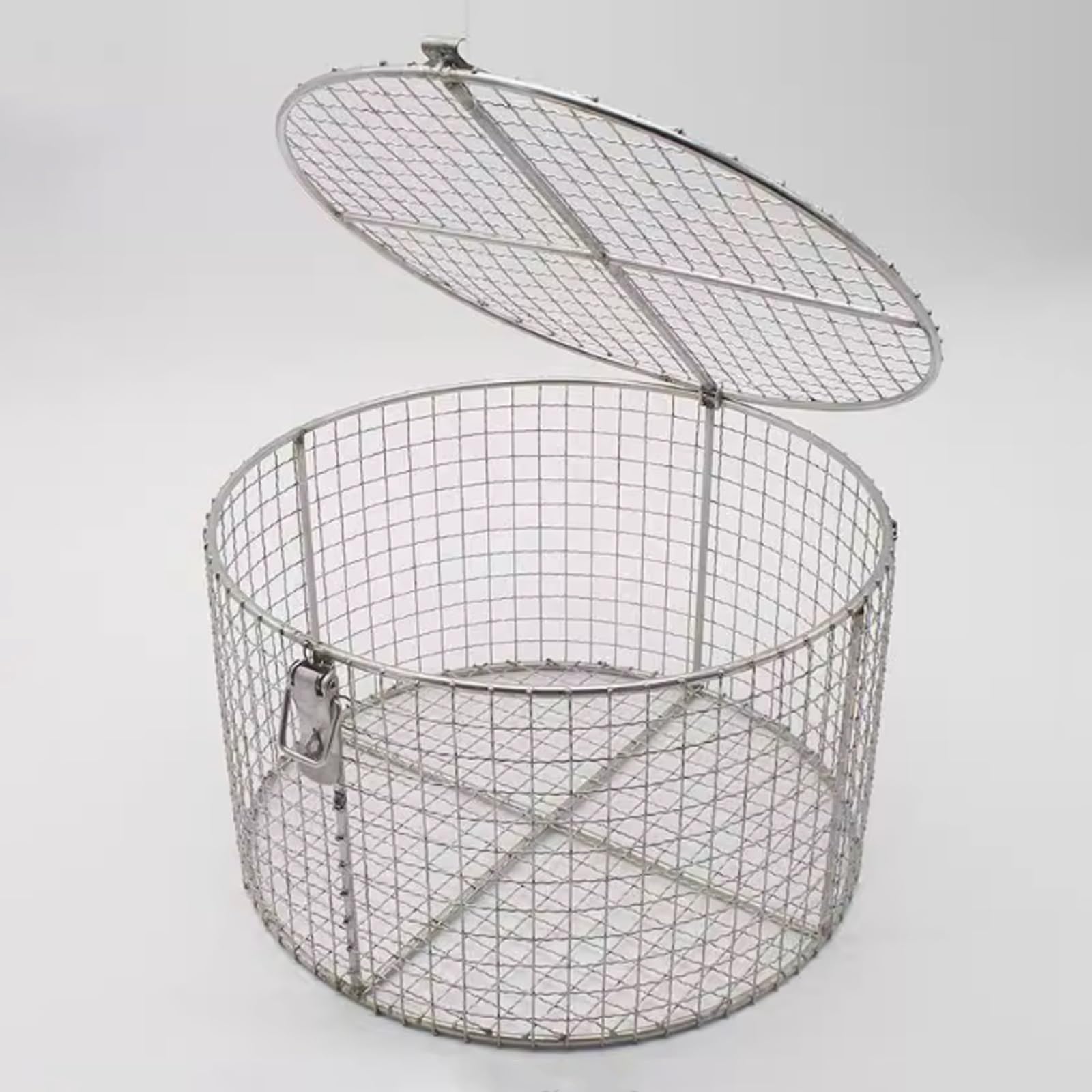 Sterilising Basket for Surgical Instruments,Mesh Basket Sterilising Tray,Round Sterilising Basket With Lid,With Lock,High Temperature Resistant,Suitable for Laboratory,Hospital,Dental(20x20cm/7.9x7.9i