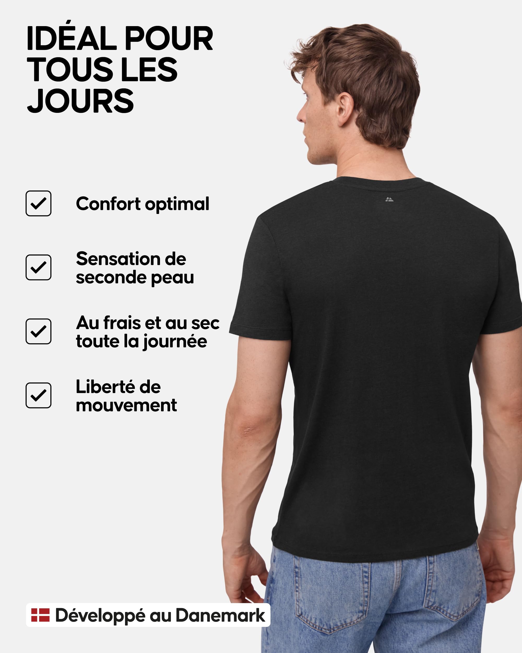 DANISH ENDURANCE T-Shirts Coton Bio Homme, Col Rond, Lot de 1, 2 ou 4 | T-Shirts en Coton Biologique et Modal, Doux et Respirants, Évacuent l'Humidité, pour le Quotidien, le Sport et les Voyages