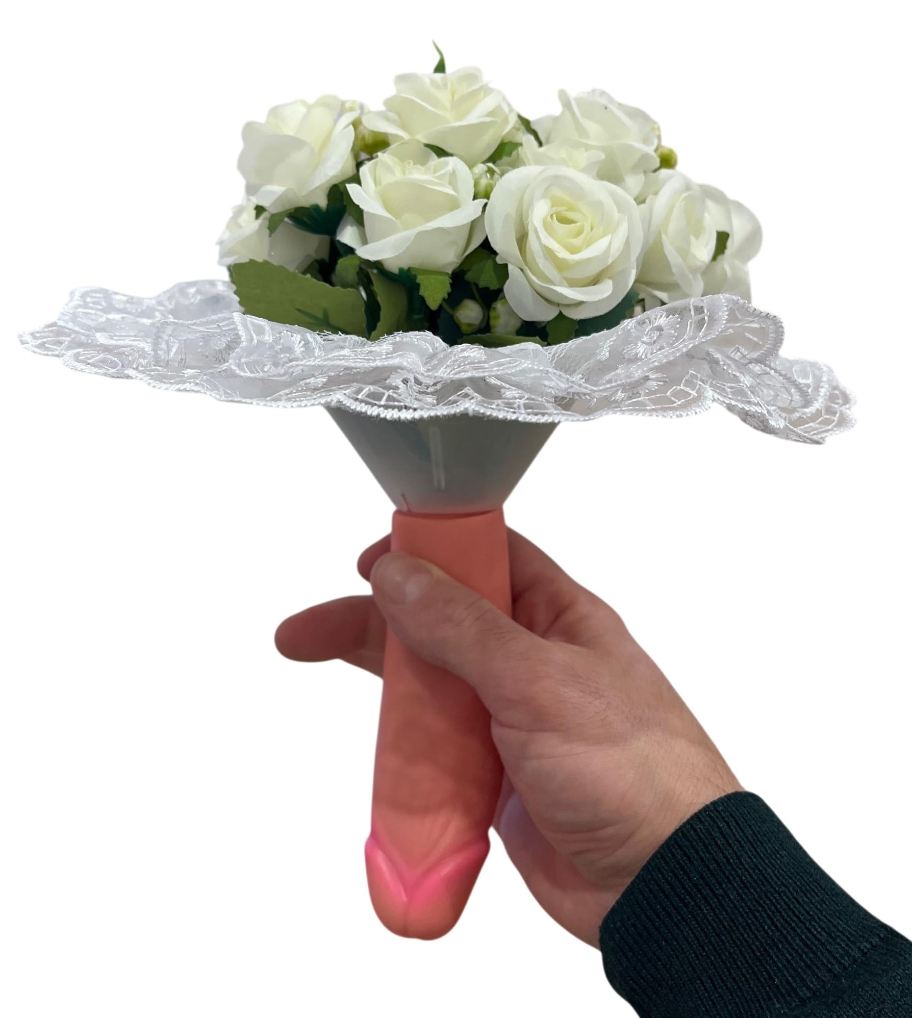 Addio al Nubilato Bouquet di Rose Bianche, Mazzo di Fiori Gadget Addio al Nubilato per la Futura Sposa, Giochi Divertenti