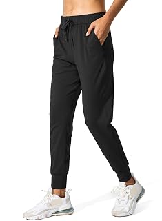 SANTINY Women's Jogger Sweatpants with Deep Pockets - 4-Way Stretch Drawstring Pants for Workout, Running, Lounge & Casual Wear