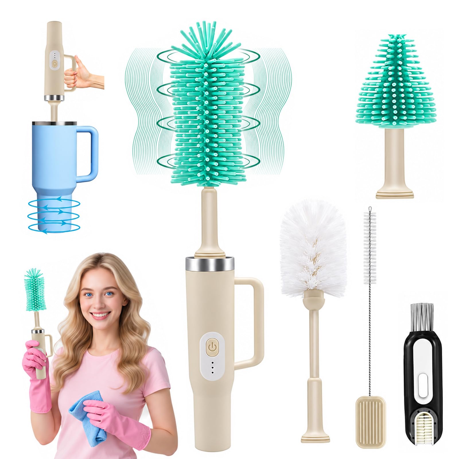 5-in-1 Electric Bottle Brush Set for Cleaning Baby Bottles — Nipple