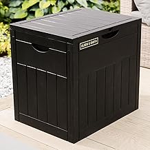 Lockable Outdoor Garden Plastic Storage Box Container Chest - Small Lawn Balcony Furniture, Weather Resistant, Wood Panel Effect (126L)