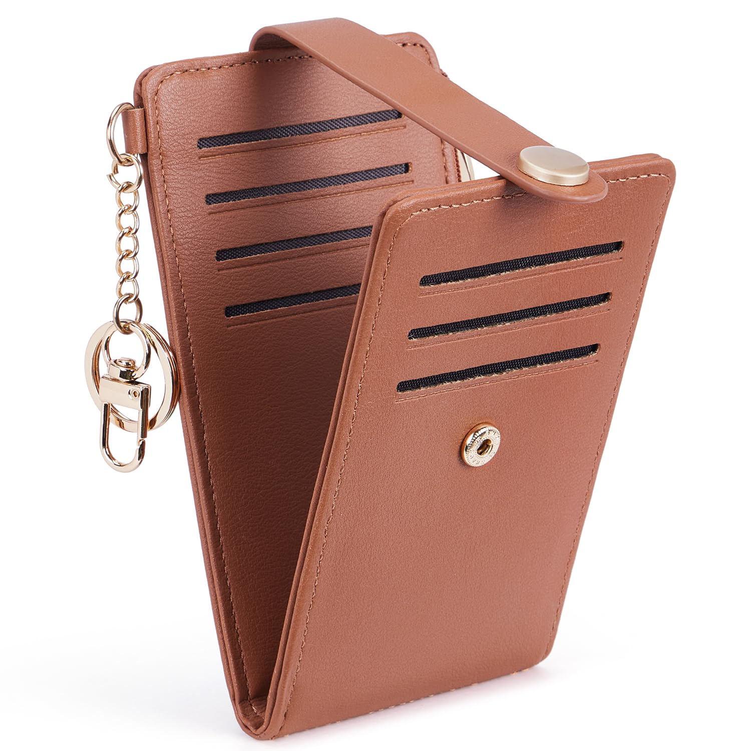 POIUGOYA Slim Wallet for Women,RFID Blocking Bifold Credit Card Holder with Zipper Coin Pocket,ID Window,Keychain