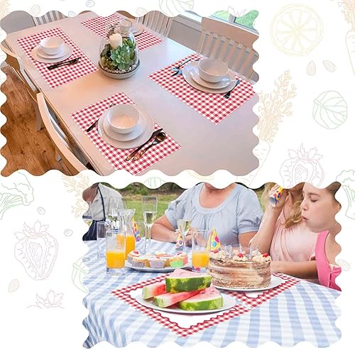 Miniatura 5 de 50 manteles individuales desechables de papel de guinga rojo para verano, picnic, barbacoa, doble cara para baby showers, bodas, cumpleaños, fiestas