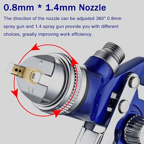 Miniatura 4 de HVLP - Juego de pistola de pulverización por gravedad de aire, 2 piezas, kit de pistola de pintura pulverizadora, 0.031 in, 4.2 fl oz y 0.055 in