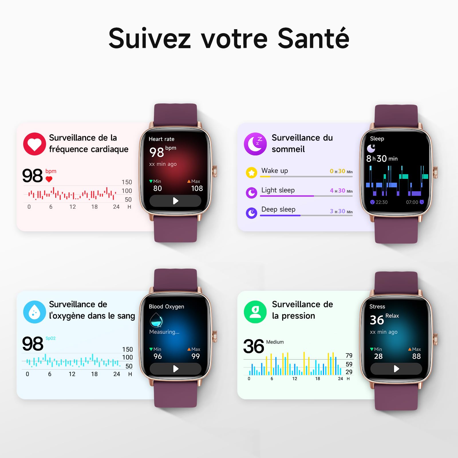 Montre Connectée Homme Femme,1.85" Smartwatch Femme avec Appel Bluetooth,Montre Intelligente pour iOS/Samsung/Android,120+ Modes Sport/Fréquence Cardiaque/Sommeil/SpO2,étanche IP68 Fitness Podomètre