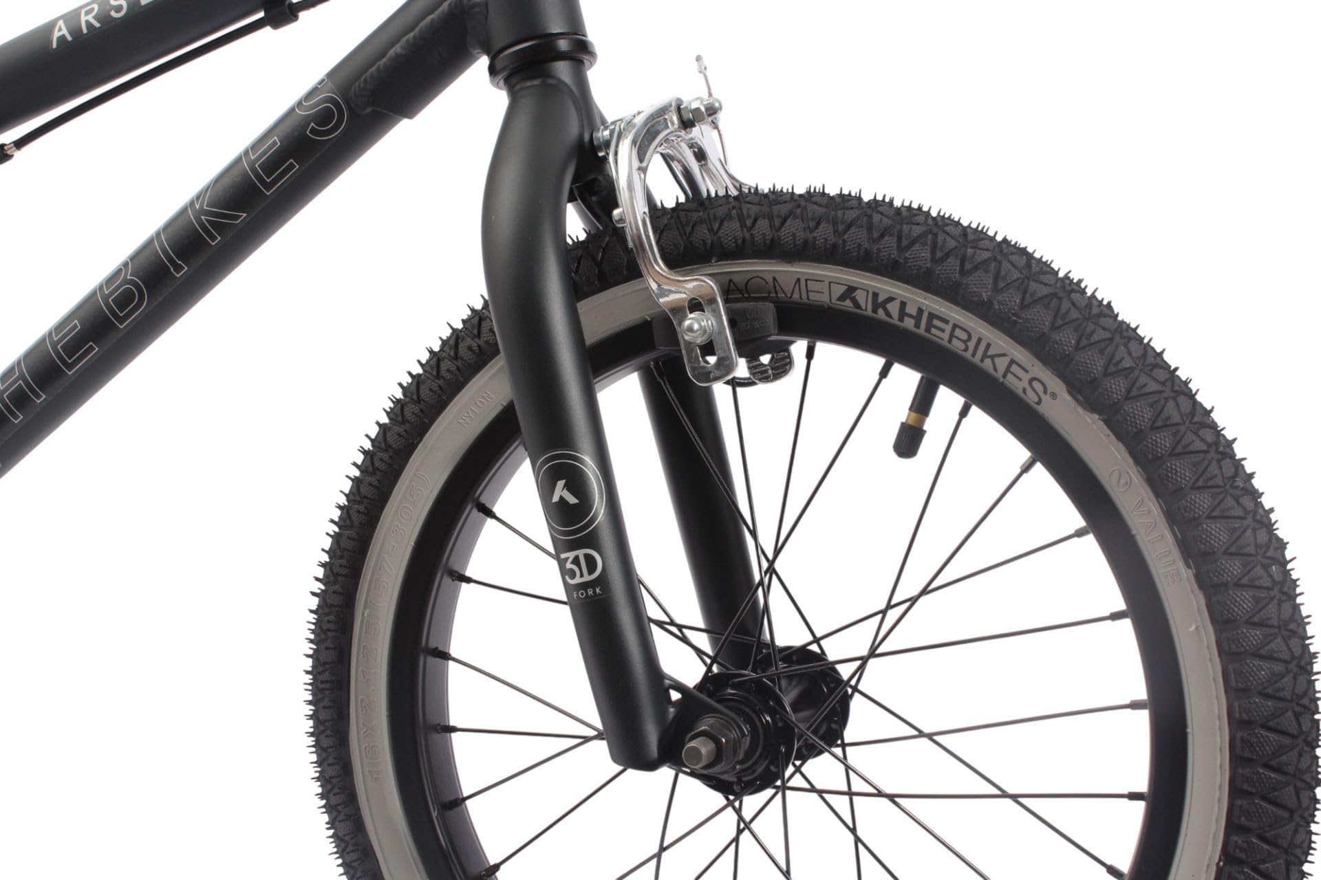 KHEbikes KHE Arsenic LL Vélo BMX 16" 2025 – 7,9kg léger, cadre en aluminium, guidon en aluminium, pneus Two-Tone, frein en U et Sidepull, pour enfants de 110 à 130 cm, BMX Freestyle pour Street & Park