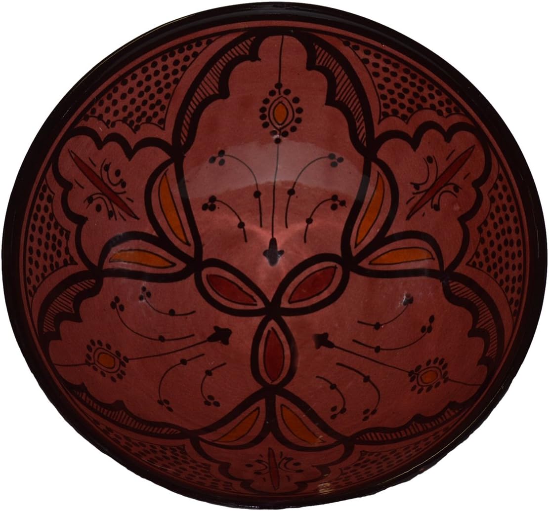 Treasures Of Morocco Ceramic Bowls Moroccan Handmade Serving Bowl Safi Red (Small 8 inches)