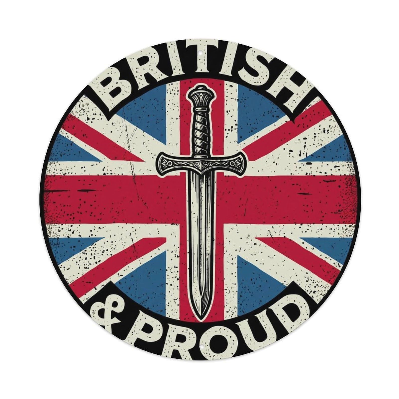 Olhnbad Style British Proud Sword Heraldry Heritage Emblem Metal Tin Sign