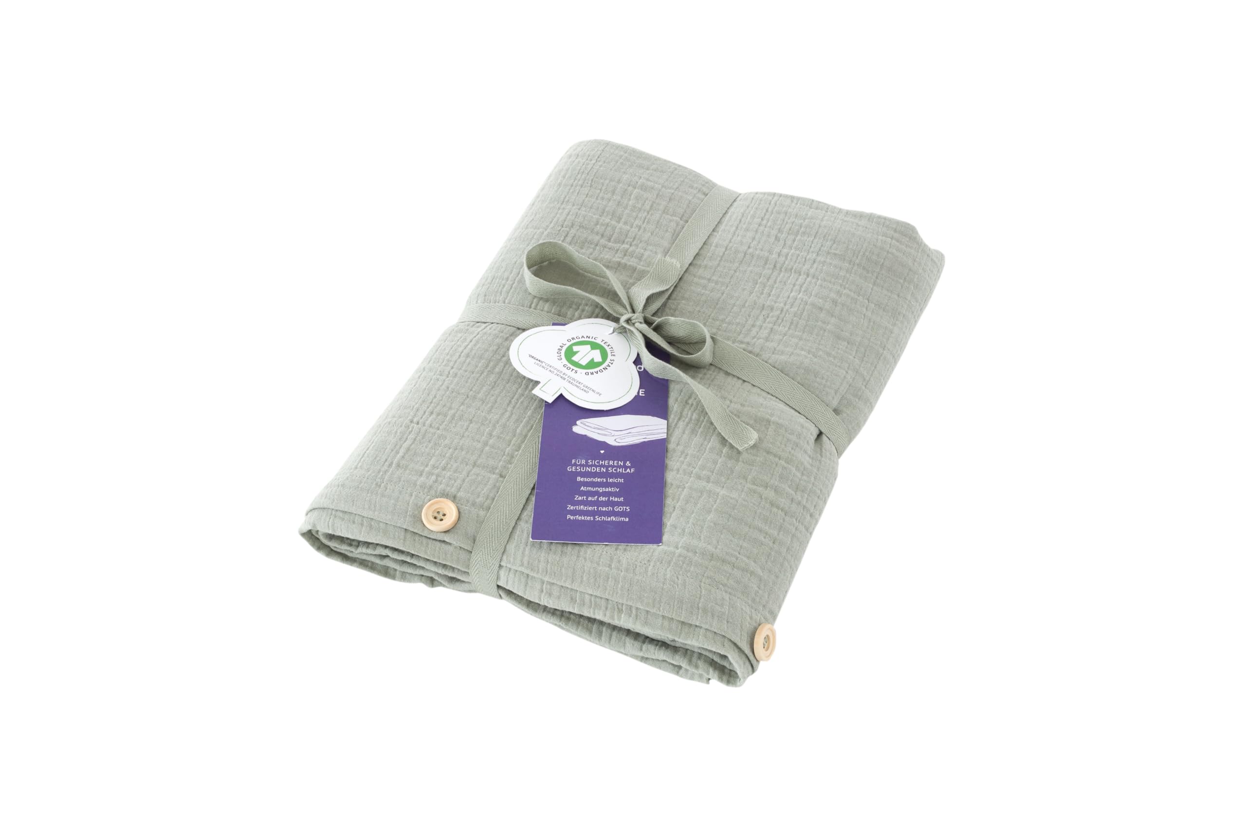 Träumeland bed linen green according to GOTS certified, 100/135 + 40/60 cm - Image 2