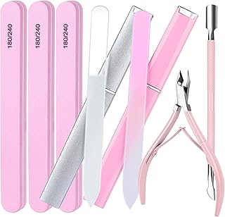 FANDAMEI Nail Kit, Nail Tools with Cuticle Trimmer, Glass Nail File, Nail Files for Natural Nails, Cuticle Nippers, Cuticle Pusher, Nail Care Kit, Manicure Kit for Women