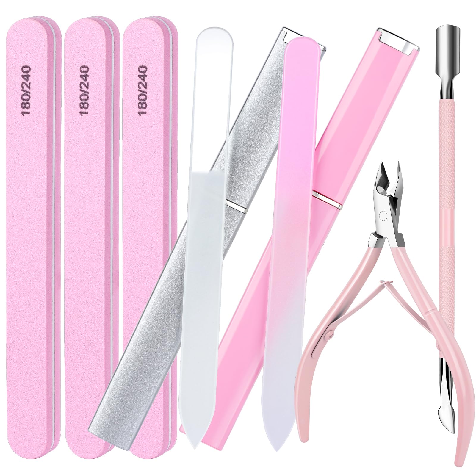 FANDAMEI Nail Kit, Nail Tools with Cuticle Trimmer, Glass Nail File, Nail Files for Natural Nails, Cuticle Nippers, Cuticle Pusher, Nail Care Kit, Manicure Kit for Women