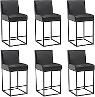 Vista 22 de HNY Taburete de bar moderno de altura de mostrador, taburete de bar tapizado de tela de lino con respaldos, taburetes de isla de cocina de 27 crema