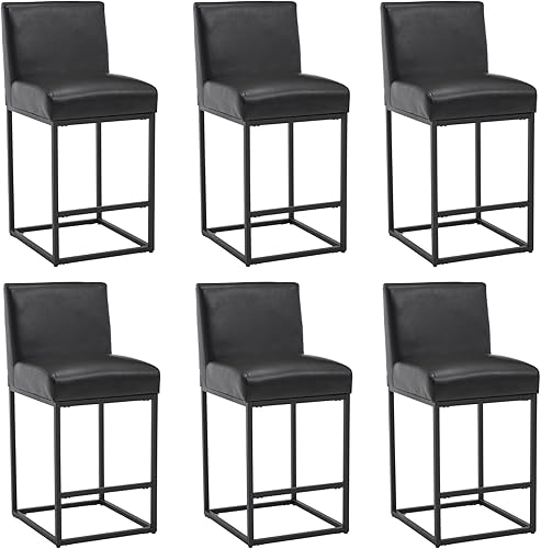 Miniatura 22 de HNY Taburete de bar moderno de altura de mostrador, taburete de bar tapizado de tela de lino con respaldos, taburetes de isla de cocina de 27 crema