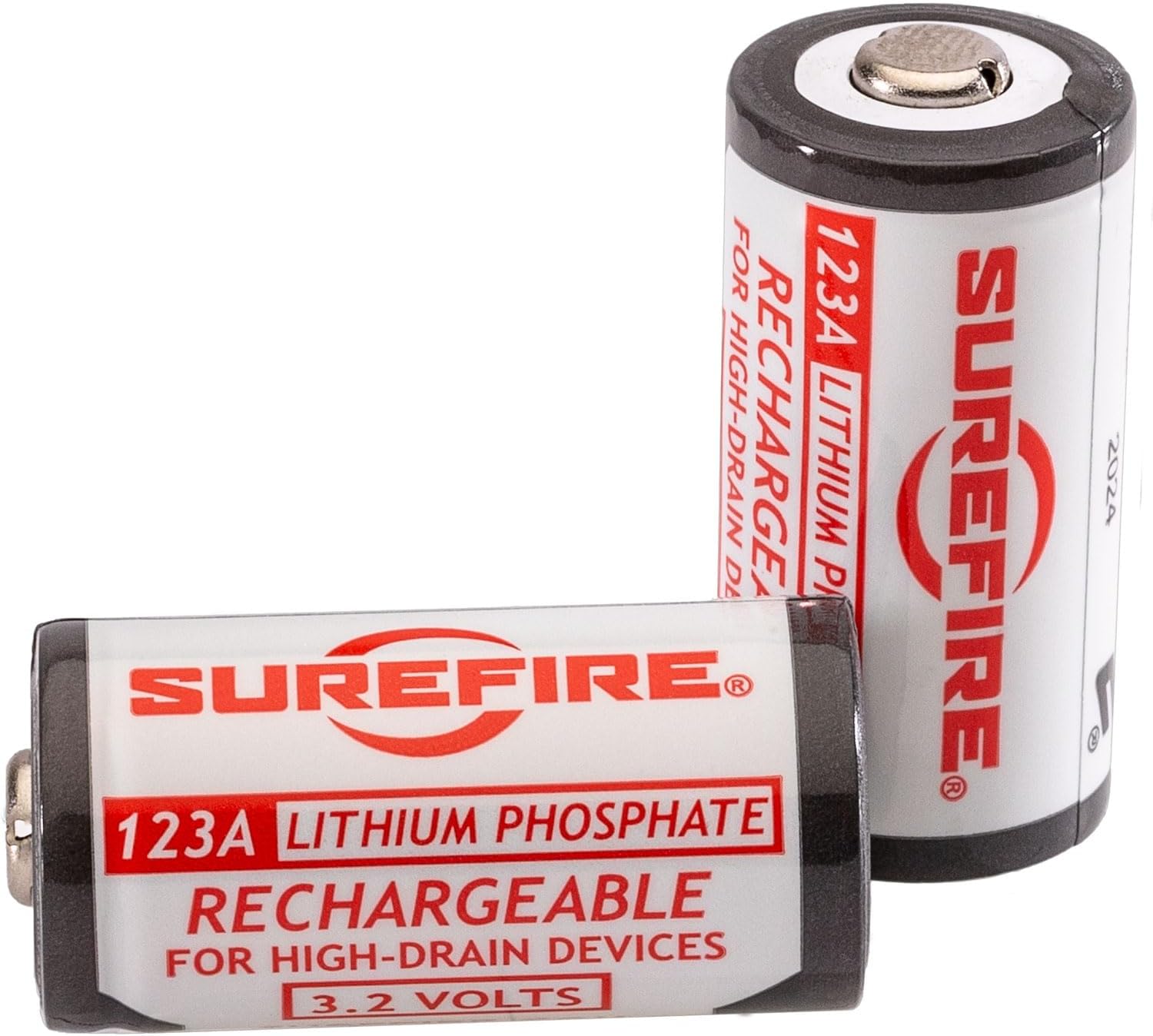 Two SureFire SFLFP123 rechargeable batteries