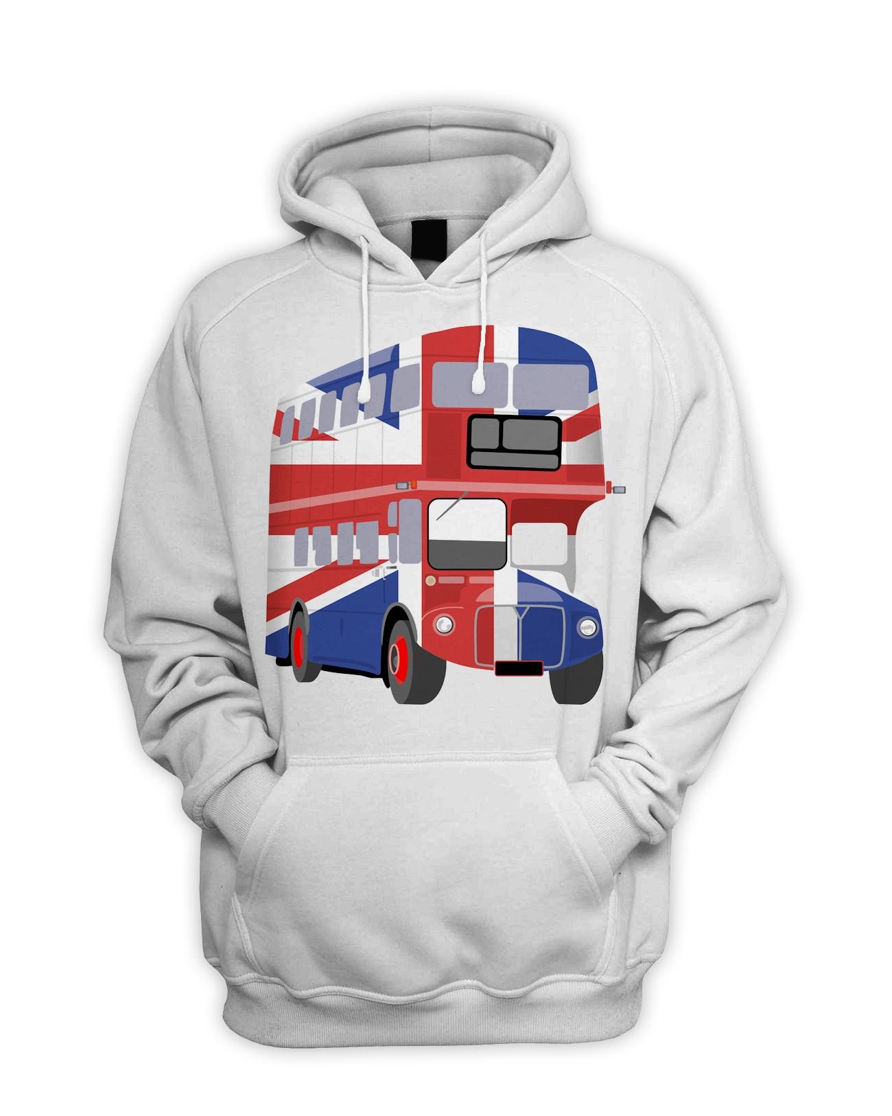 Tribal T-Shirts Men's White London Bus Union Jack Hoody (2Xl, )