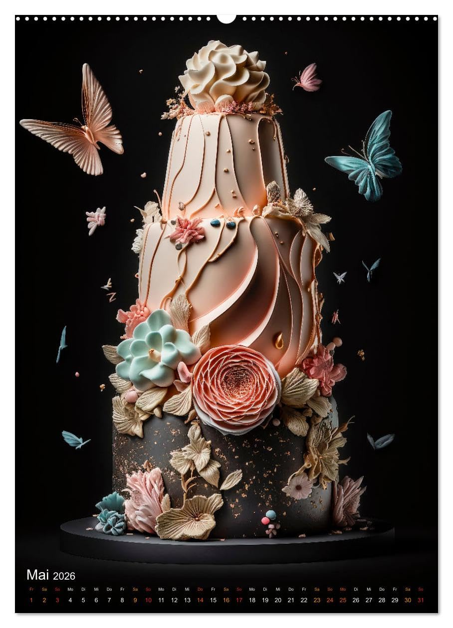 Zur Hochzeit eine Torte (hochwertiger Premium Wandkalender 2026 DIN A2 hoch), Kunstdruck in Hochglanz: Hochzeitstorten - kreative und kunstfertige Meisterwerke (CALVENDO Lifestyle)
