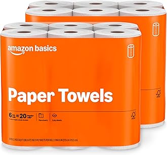 FSC-Certified 2-Ply Flex-Sheets Paper Towels, 150 Sheets per Roll, 12 Basics Rolls = 32 Regular Rolls