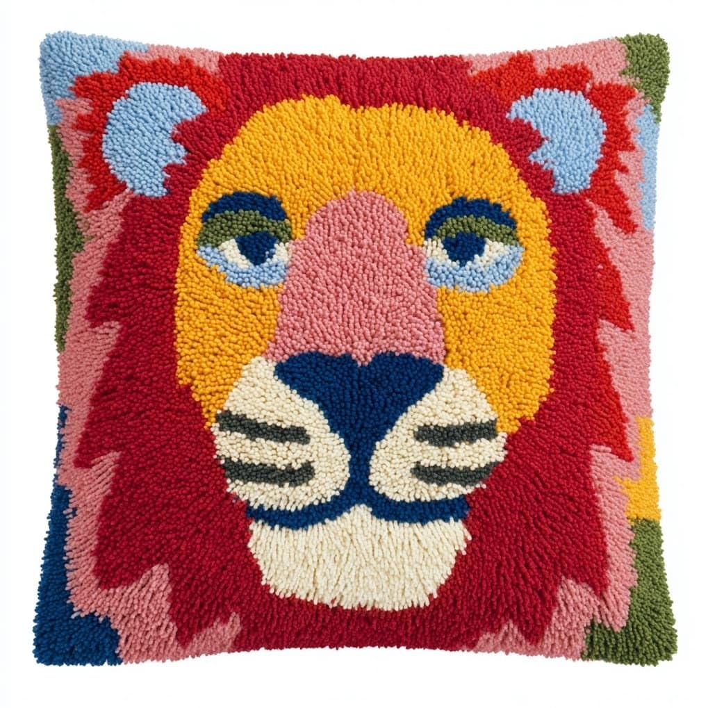 AxiangziK Latch Hook Cushion Kit for Adults & Beginners,Animal Lion