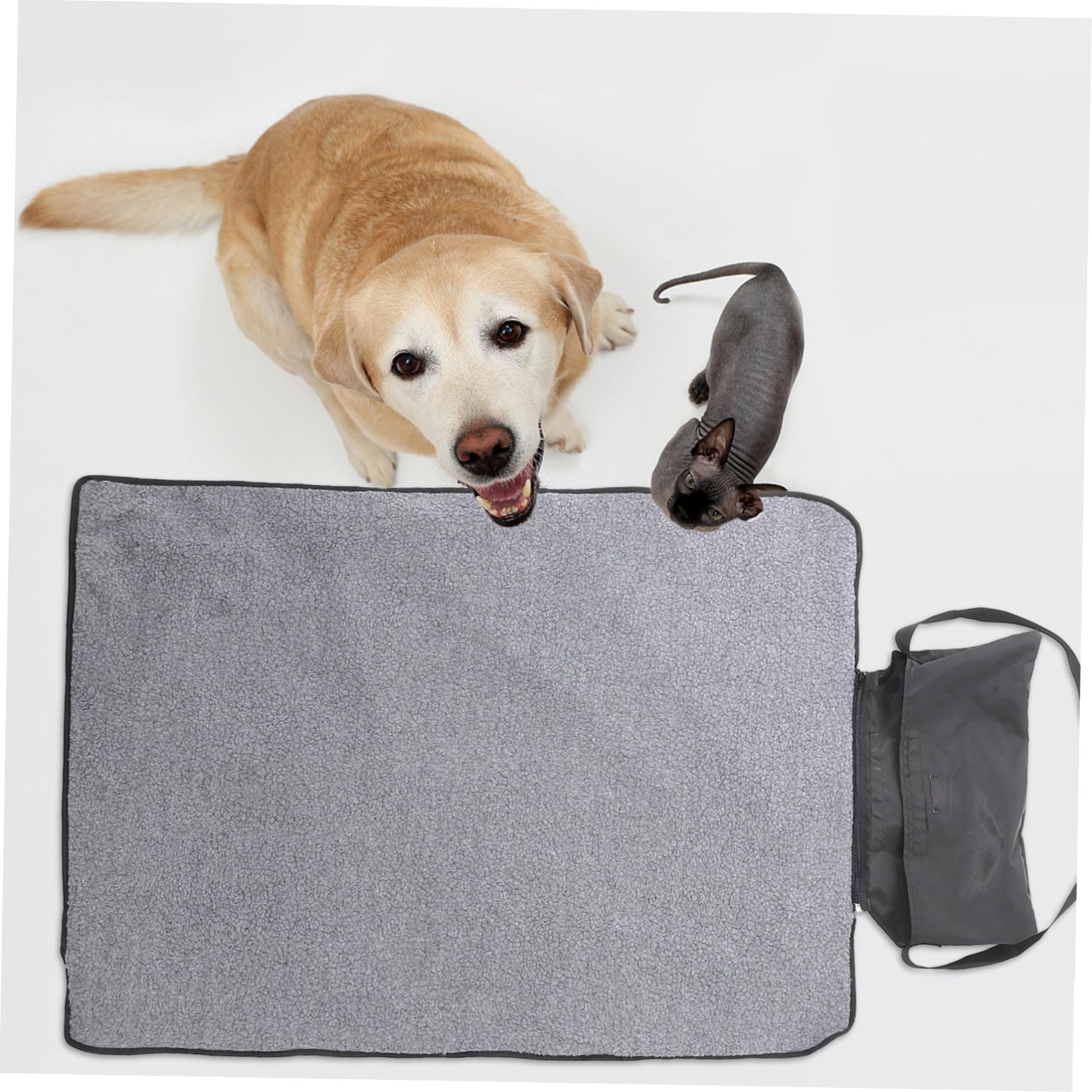 Veemoon Manta Térmica Plegable para Mascotas, Lana Negra, Rectangular