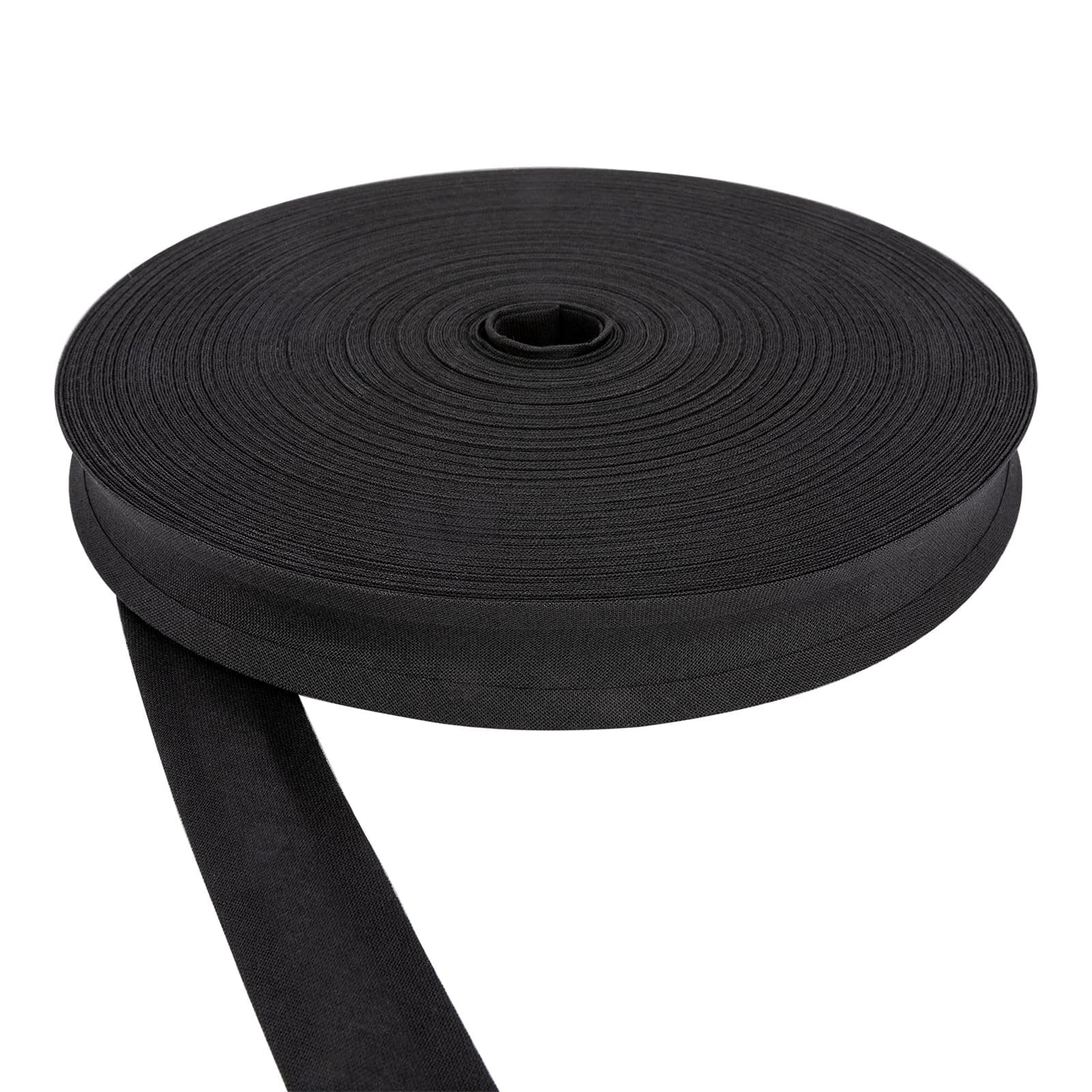 DFL 100% Cotton Bias Binding Tape – 100% Cotton Sewing Trim in 30 Vibrant Colours- Tape for Quilting, Dressmaking & Craft Projects (Black,1 Inch (25mm) Widen 50 Meter Roll) — image 1
