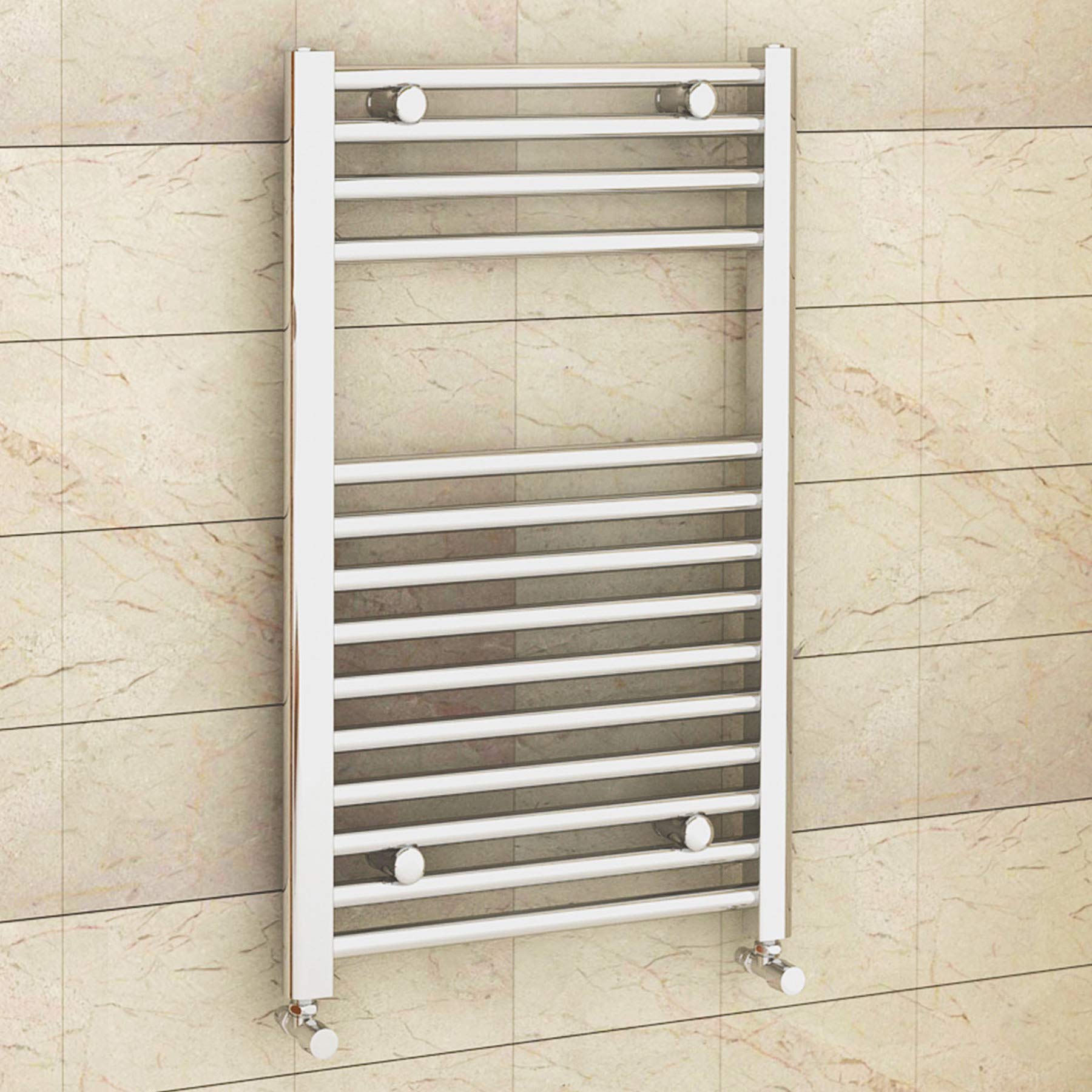 800 x 600mm (H x W) Bathroom Central Heating Straight Ladder Towel Rail Radiator - Chrome Finish
