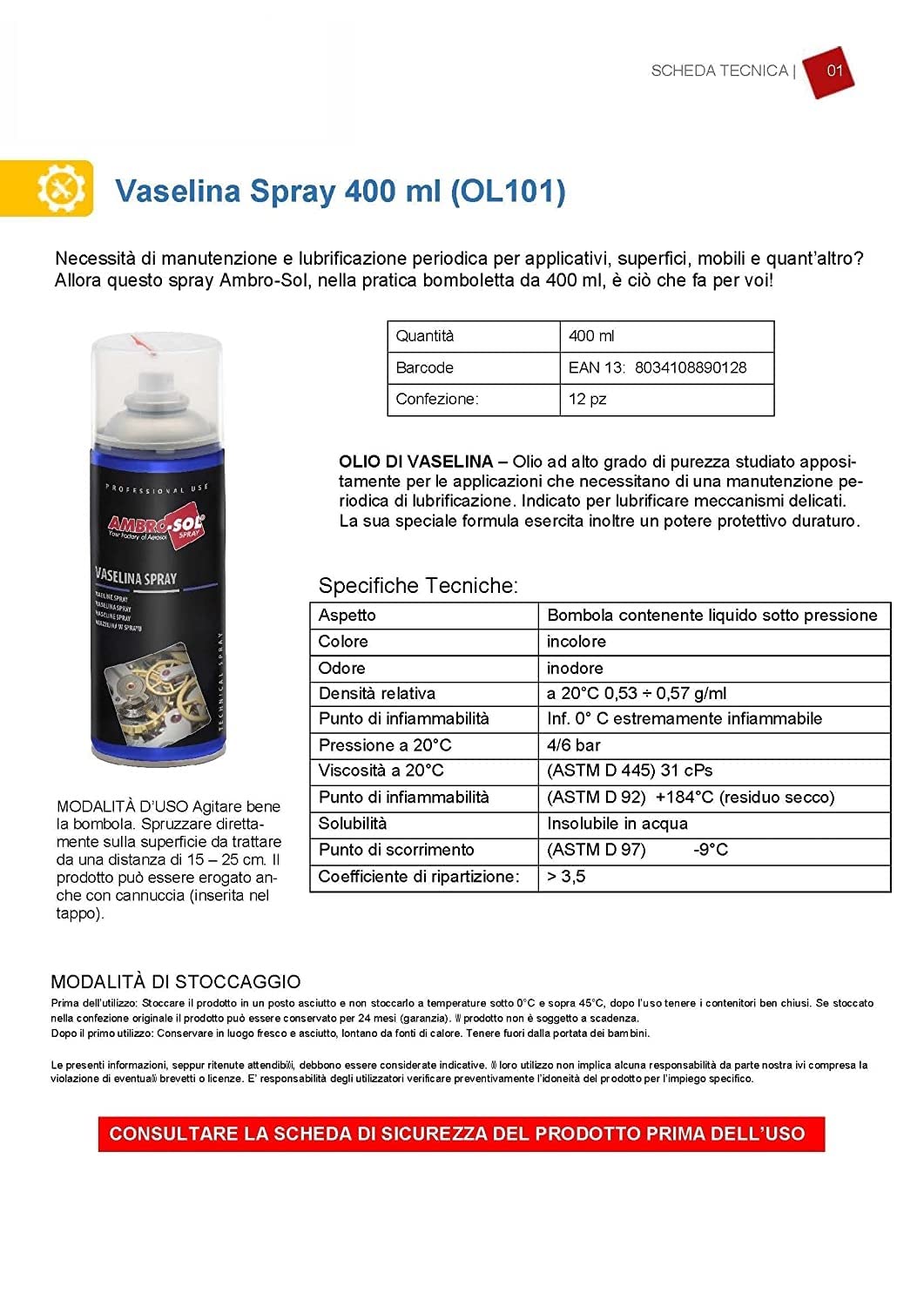 12 Bombolette di Vasellina Spray 400 ml Olio Tecnico di vaselina, Lubrificante, Anti-ossidante, Protettivo, Incolore e inodore