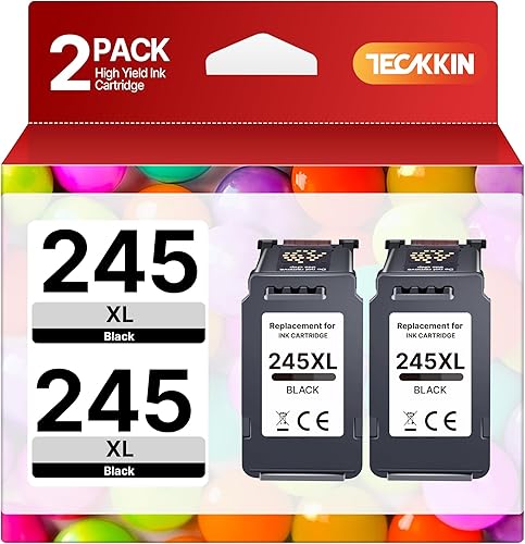 TECKKIN 245XL - Cartucho de tinta negra de alta capacidad para 245XL PG-245 XL compatible con impresora Pixma TS202 TR4520 MG2525 TS3322 TS3320