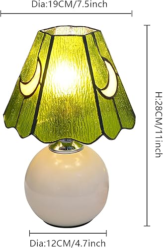 Miniatura 2 de Tiffany - Lámpara de luna de cristal manchado, bonita lámpara de mesita de noche pequeña para sala de estar, decoración del hogar, regalo de