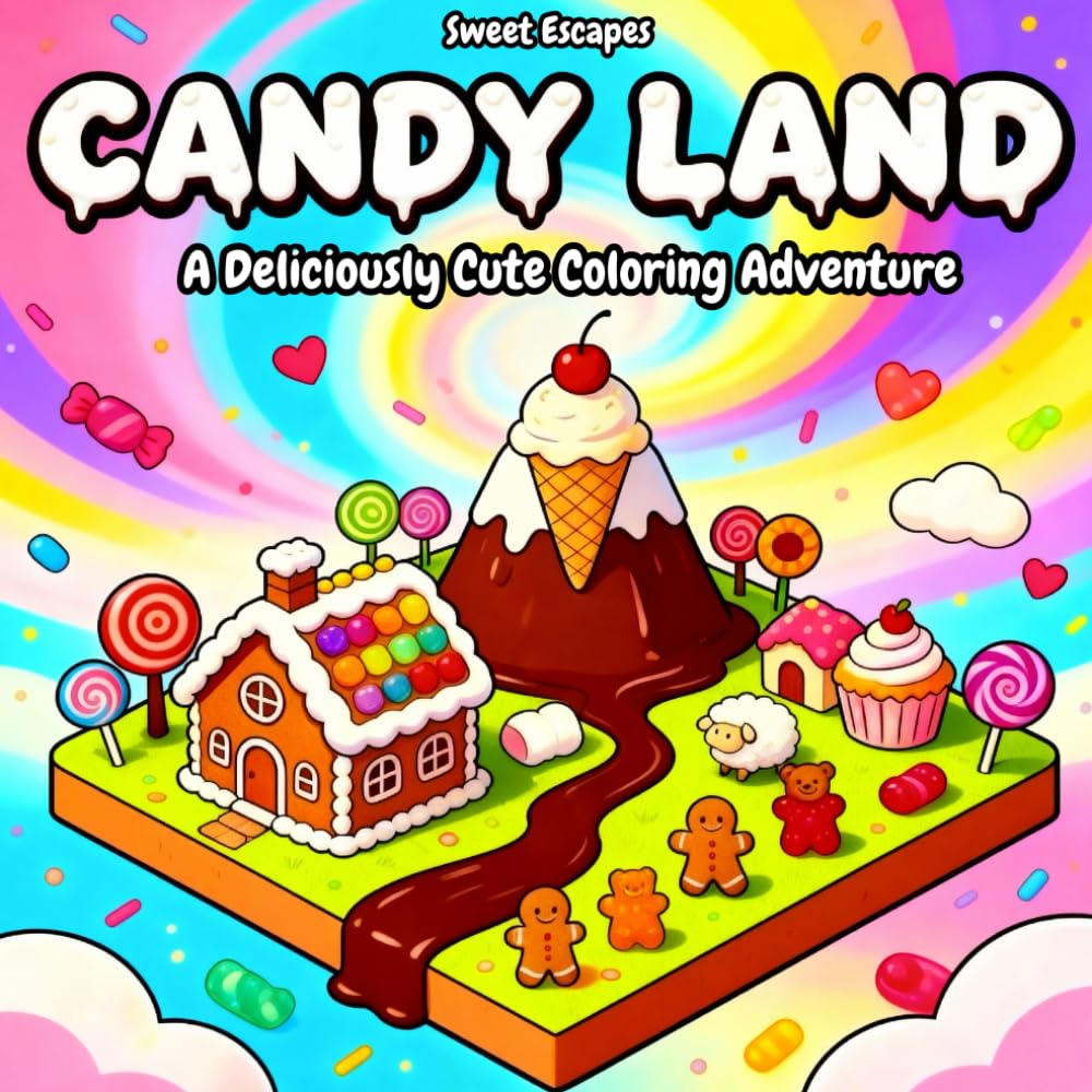Candy Land Coloring Book: A Sweet and Delicious Coloring Adventure! Explore a World of Cupcakes, Donuts, and Gummy Bears for Kids Ages 4-8.