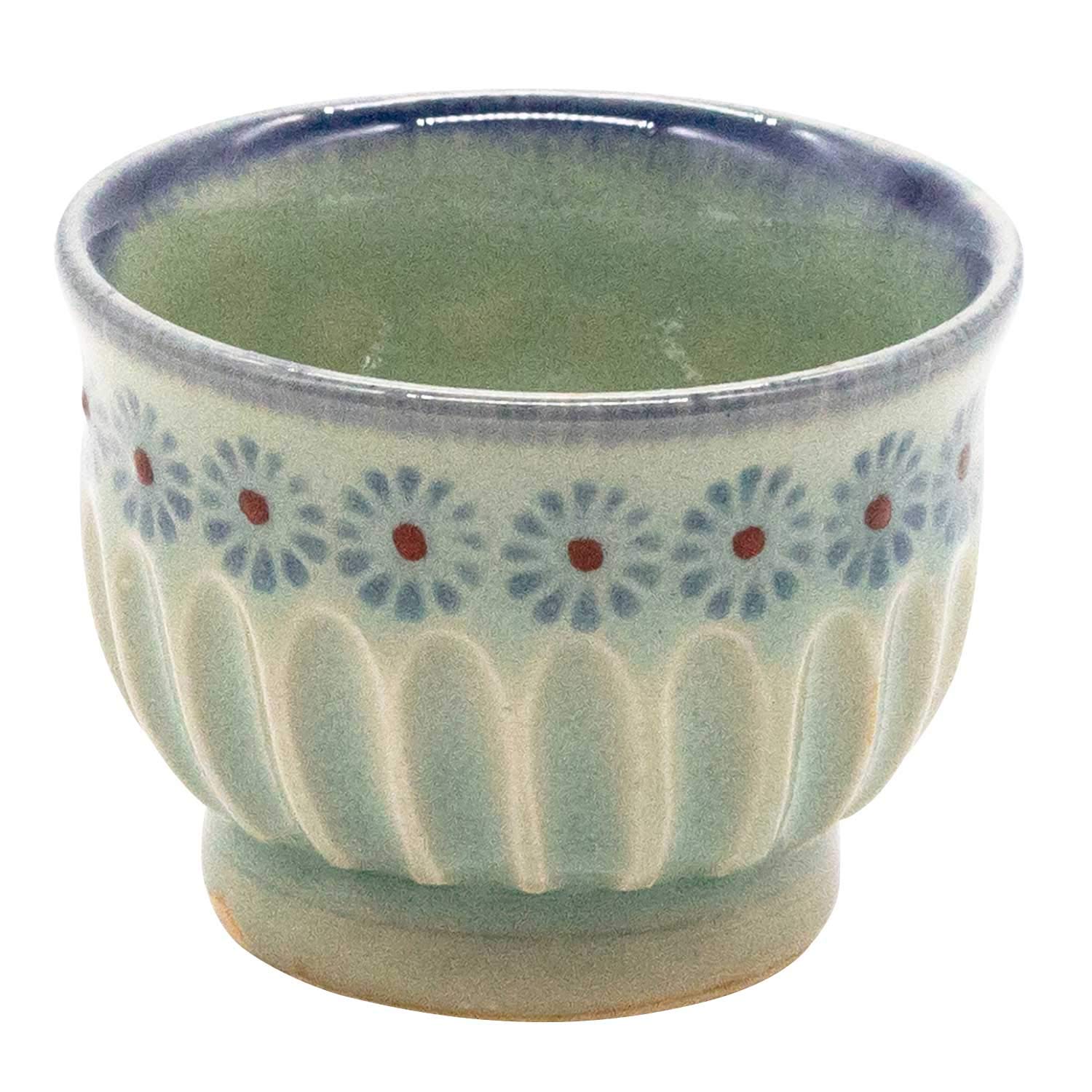 ぐい呑　京焼 Amazon.co.jp: 京焼 清水焼 安藤 稔 ぐい呑 盃 60ml 緑釉三島彫