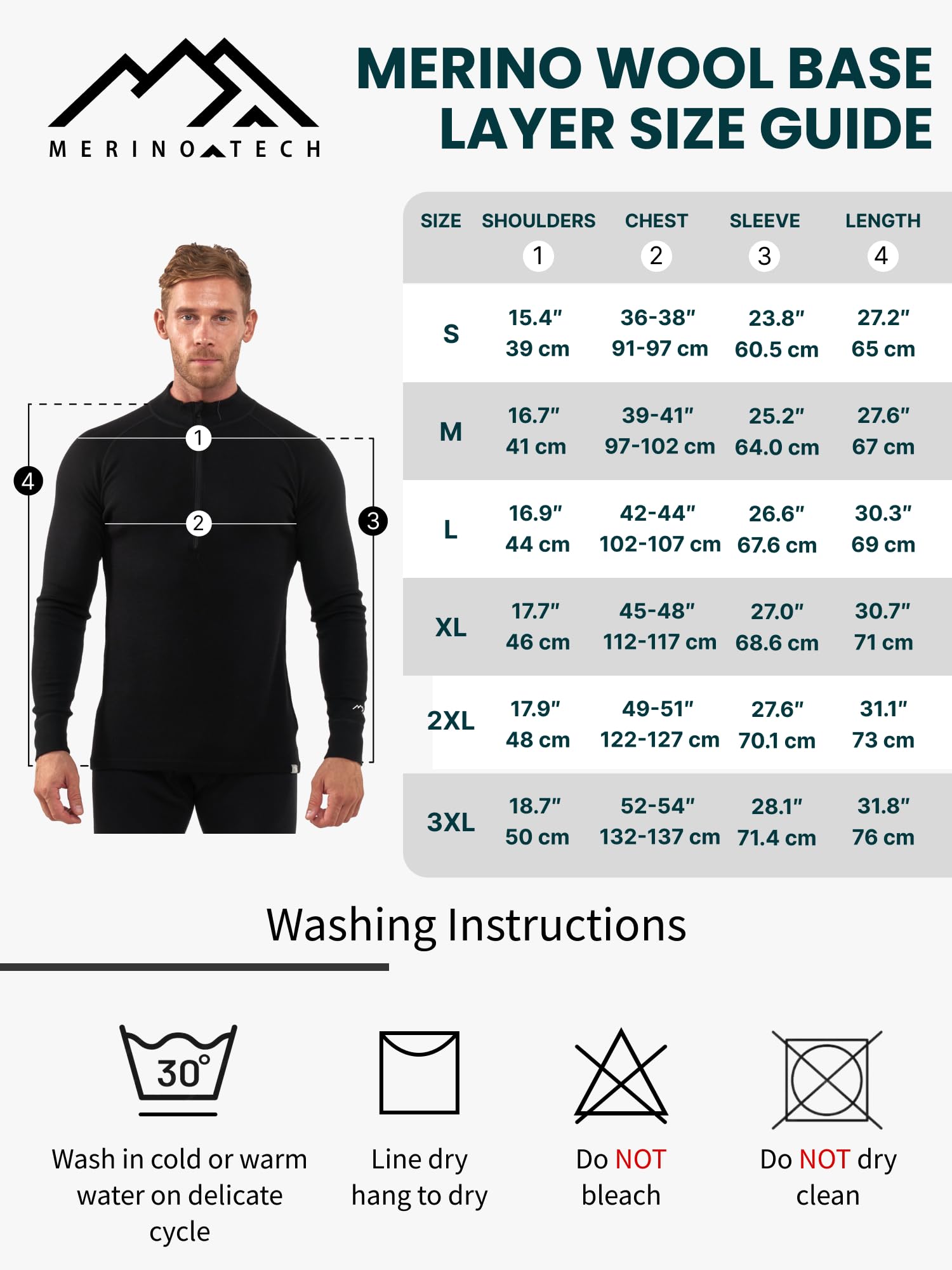 Merino.tech Camiseta Manga Larga Hombre con Cremallera et Calcetines | Capa media para running y fitness. No pica, neutraliza olores, cálida y cómoda