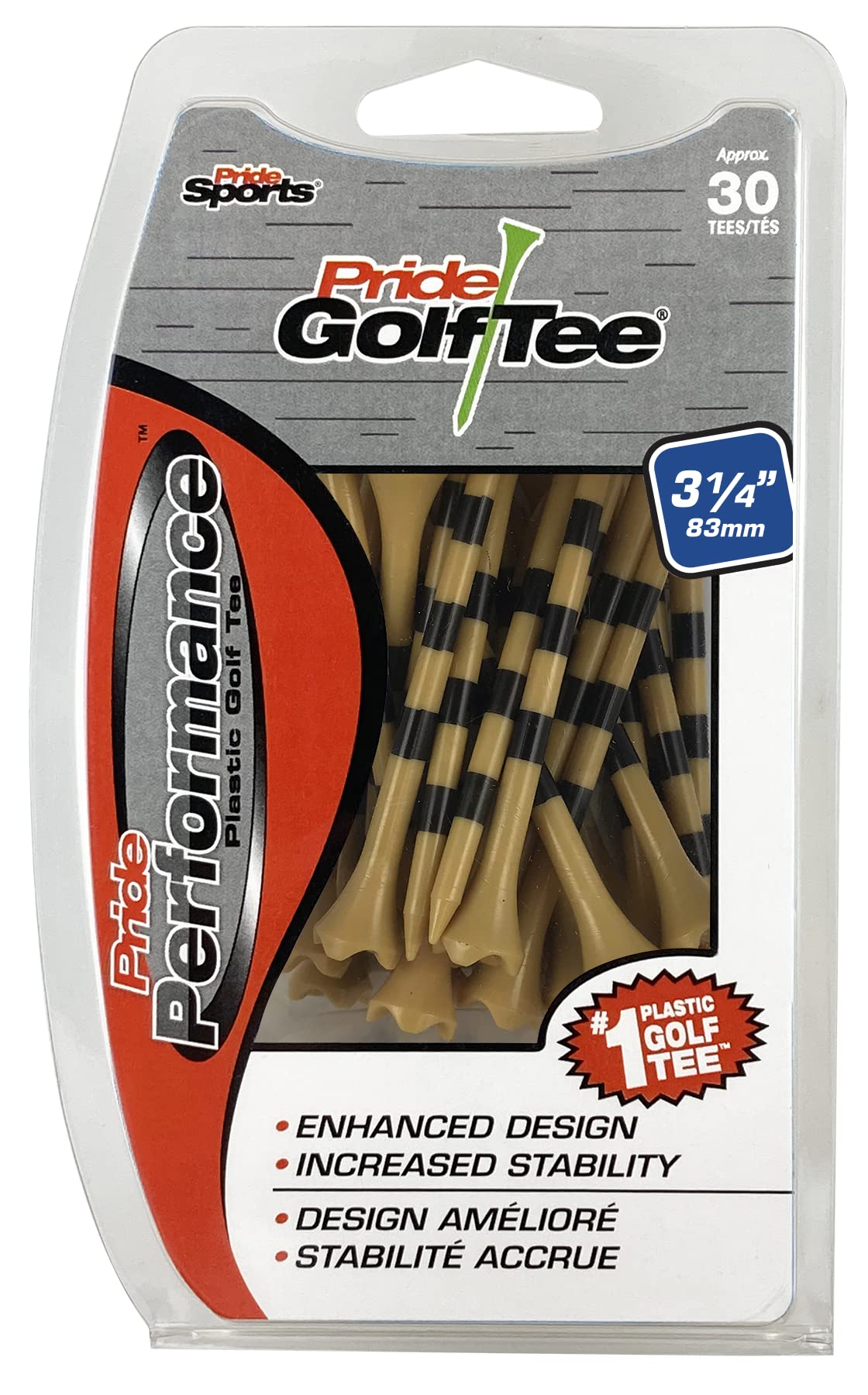 Pride Performance 3-1/4" Striped Golf Tee, 30 Count