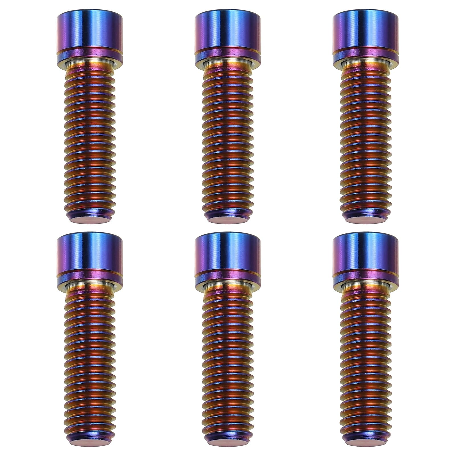 YELARXI Titanium Bicycle Stem Bolt, M8x25mm Hex Socket Head Bolt with Washer Anti-Corrosion Screw 6Pcs & Blue-Fitting For(Bicycle/MTB/Road/Mountain Bike Stem Fixing Part)