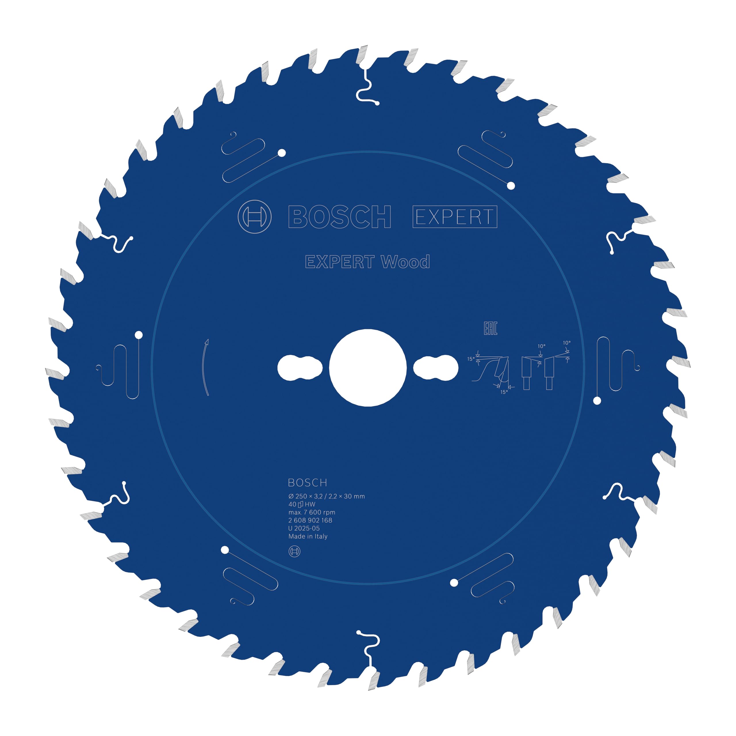 Bosch 1x Lama per sega circolare EXPERT per Wood cablata per seghe da banco (per Legno tenero, Legno duro, Ø mm, Professional Accessorio Sega circolare a filo da banco)