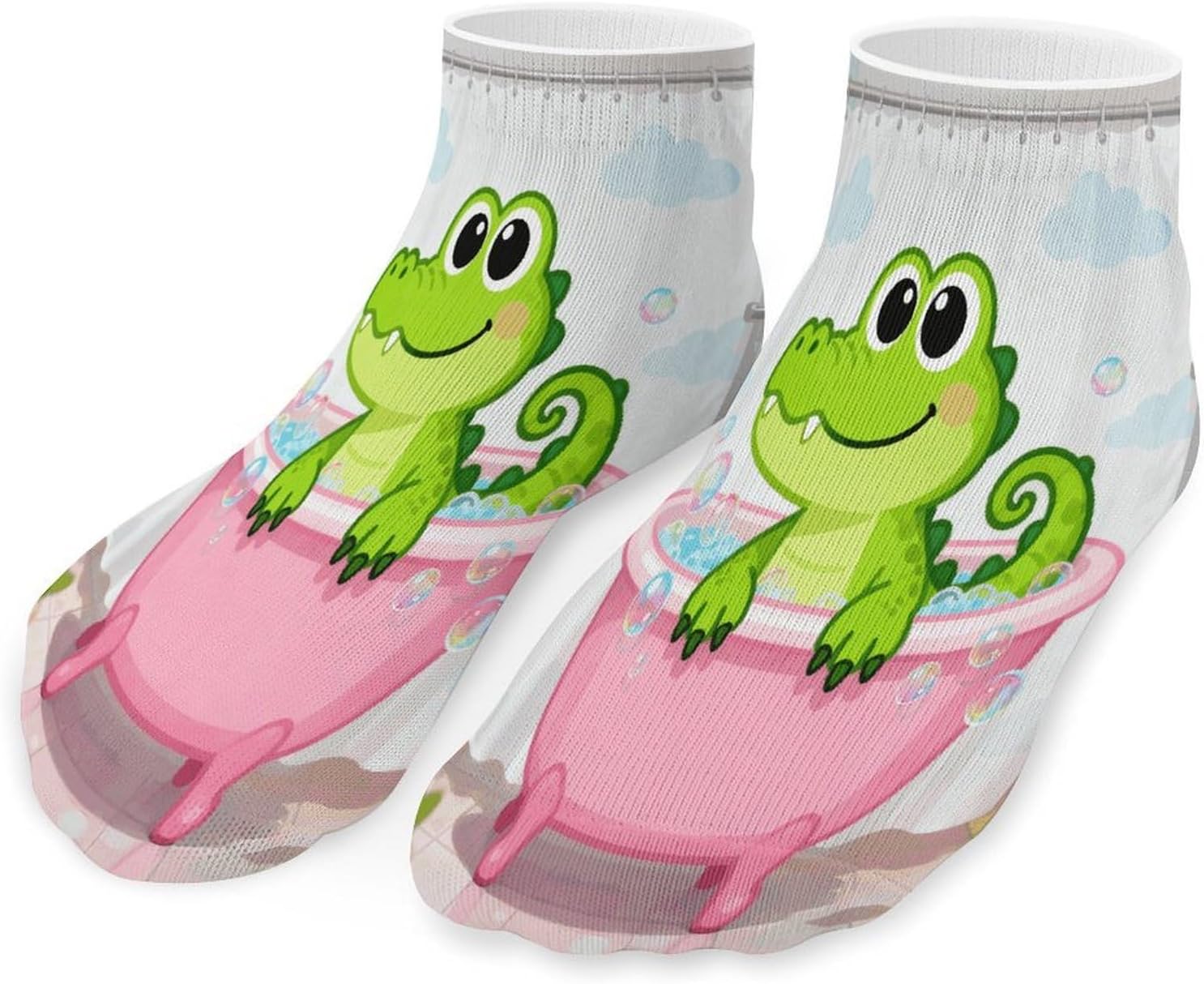 Bathtub Gator Crew Sock for Men Women Funny Novelty Socks Athletic Ankle Socks Comfort Soft Low Cut Tab Sock 5 Pairs