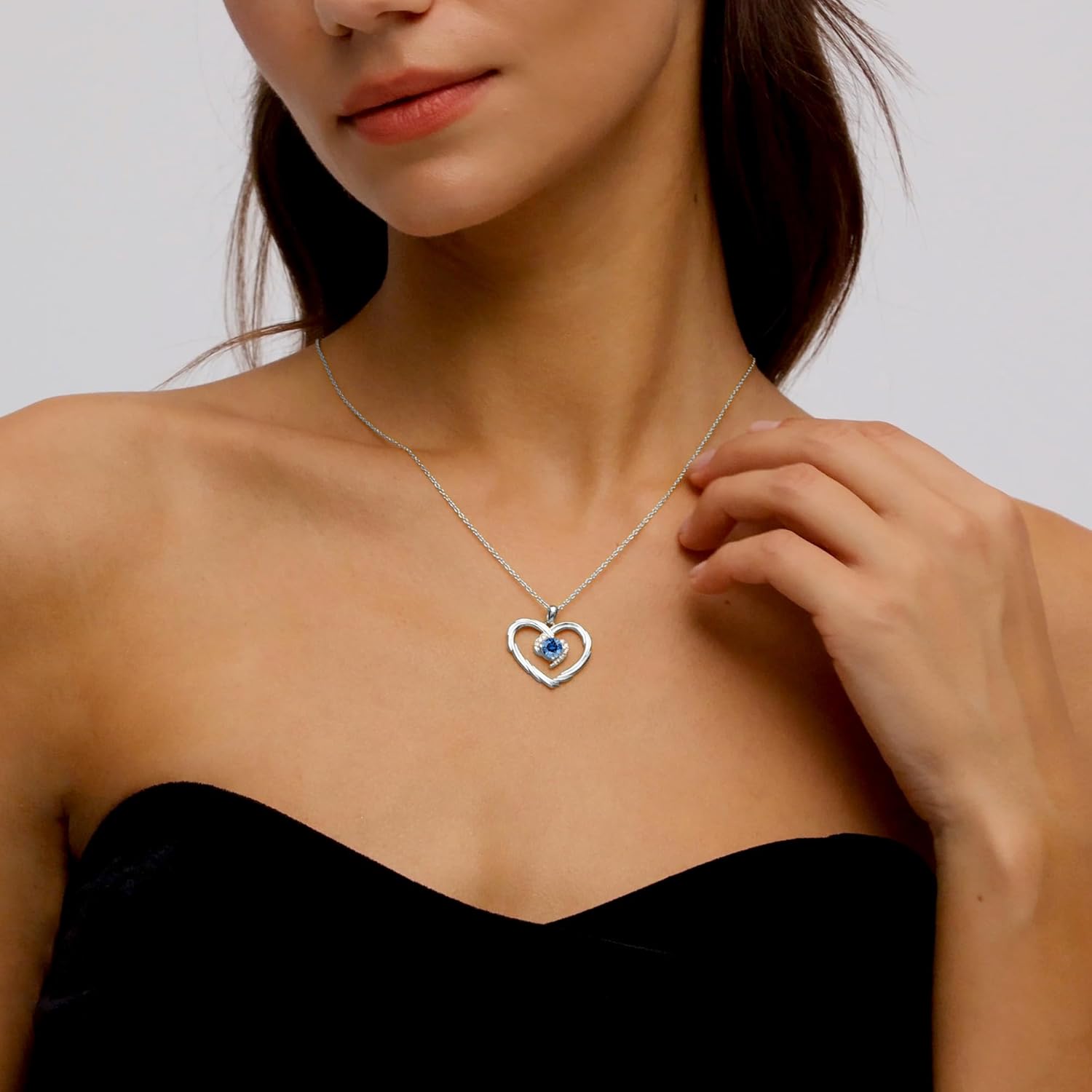 G&GEMSJEW 18K Gold Heart Birthstone Necklaces for Women, S925 Sterling Silver Jewelry Birthday Gifts for Women Wife Girlfriend Mom, Anniversary Christmas Valentines Gifts - Image 2