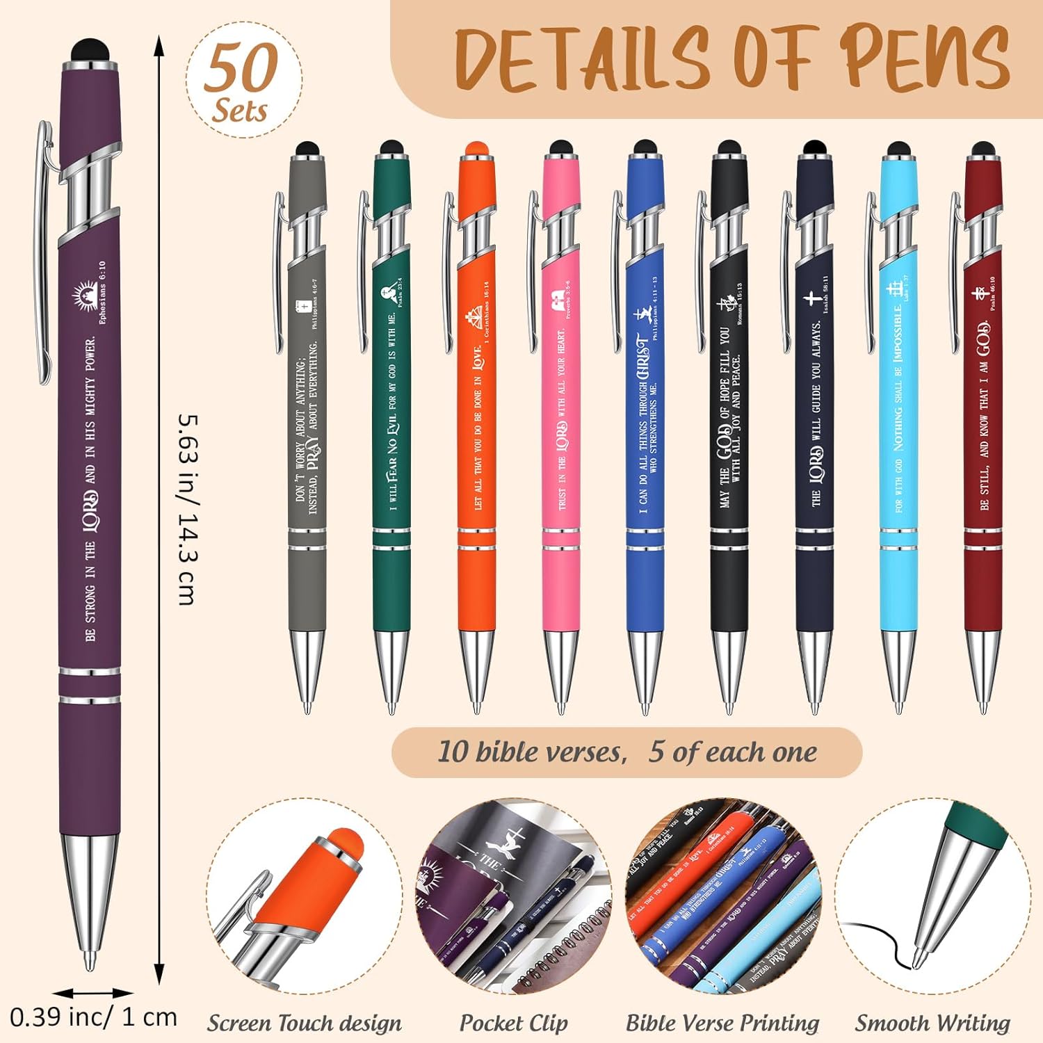 Gueevin Christian Notebook and Pen Set Includes Bible Verse Notepads Metal Pens Black Ink, Christian Quotes Notebook and Ballpoint Pen Bulk Christmas Religious Gift for Women Men (100)