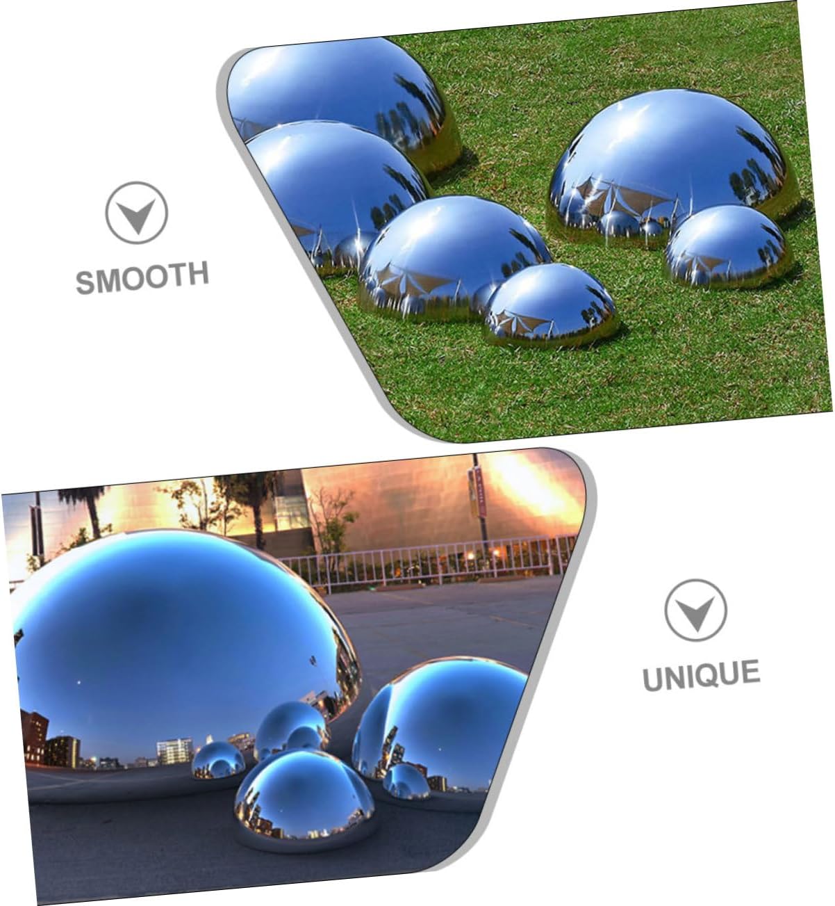 DULAI 4pcs Garden Reflector Polished Ornament Sphere Metal Garden Spheres Gazing Ball Half Sphere Reflective Garden Ball Concrete Garden Balls Reflective Ball 16c Outdoor Stainless Steel