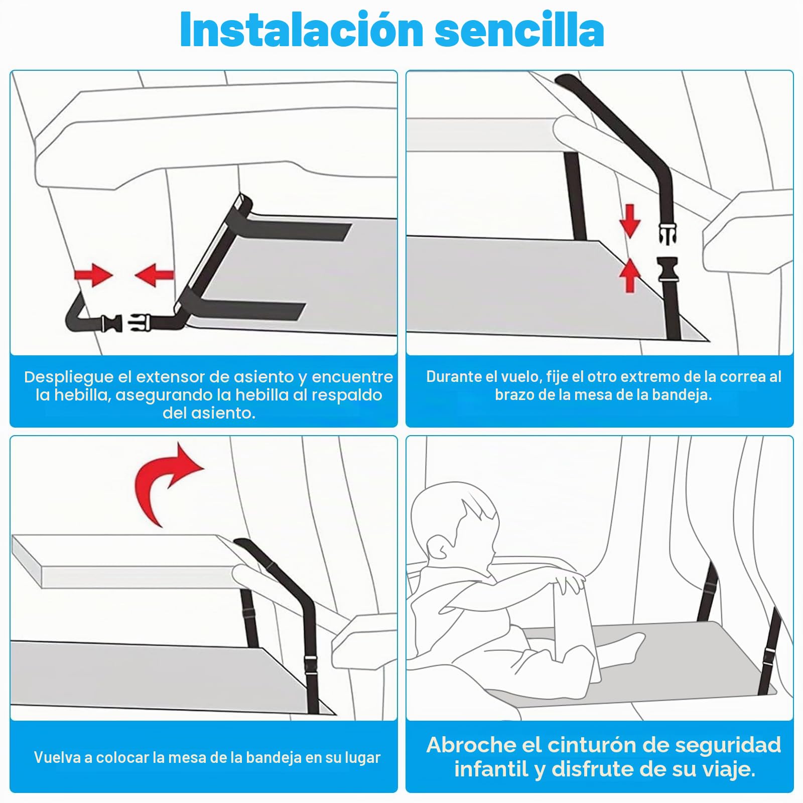 Reposapiés plano infantil, extensión de asiento para niños, cama de avión infantil, esencial de viaje en avión para niños, hamaca de viaje de avión infantil con bolsa de almacenamiento