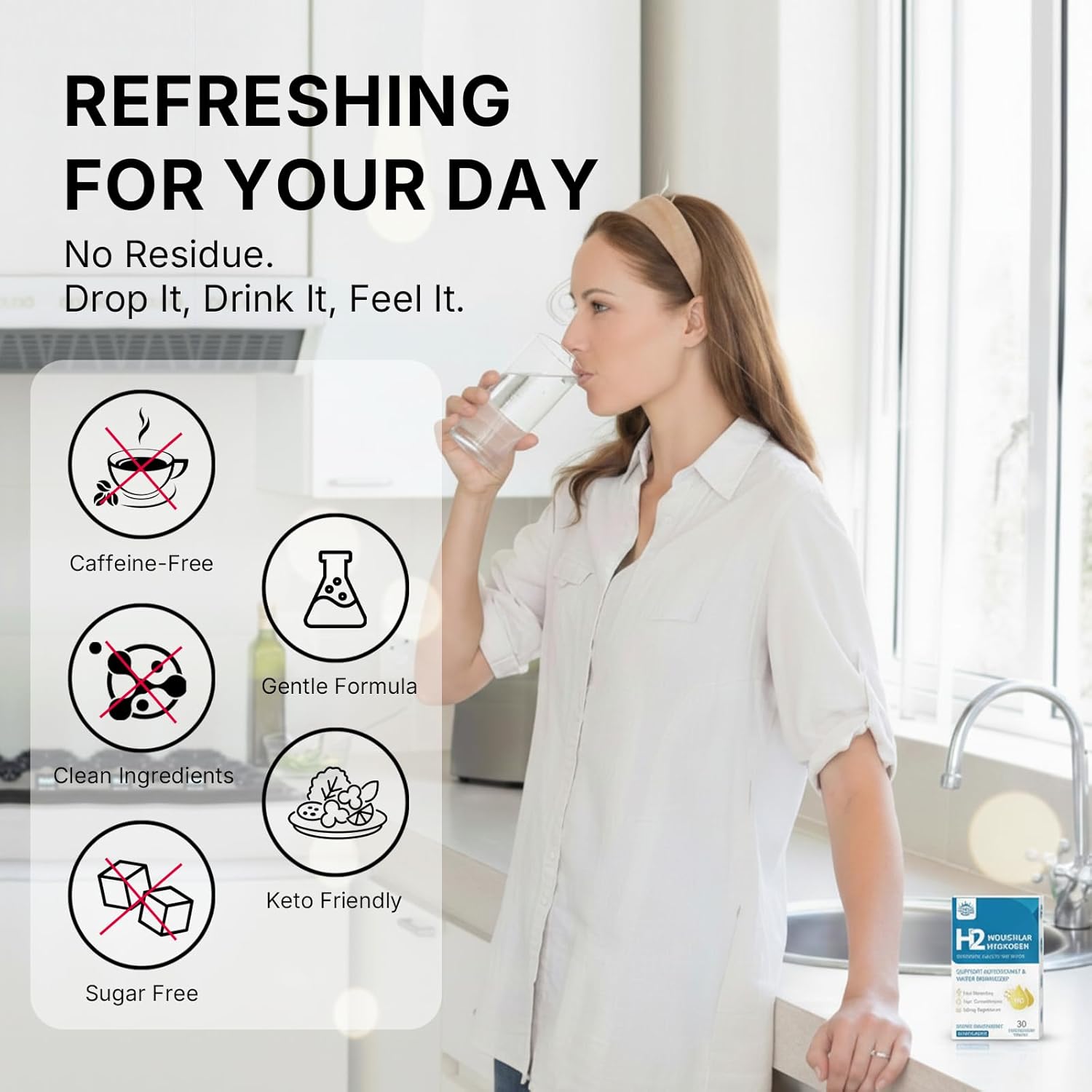 Molecular Hydrogen (H2) Tablets with 120mg Magnesium–16 PPM Hydrogen Water Tablets for Water, Advanced Hydrogen Technology, Antioxidant Support for Cellular Health & Recovery丨Unflavored, 30 Tablets