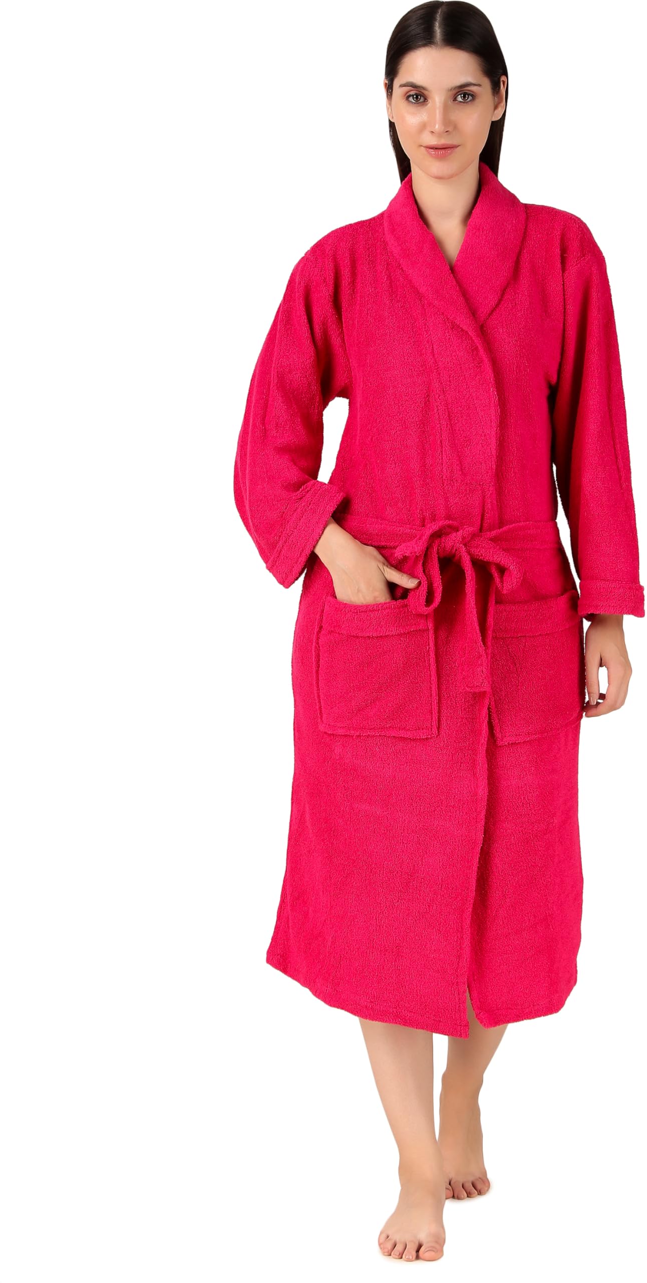 Comfortlooms Women Bath Robe Full Sleeve Cotton Bathrobe | Soft, Light, Compact & Highly Water Absorbent - Suitable for Birthday/Anniversary/Diwali Couple/wedding Gift | 250 GSM